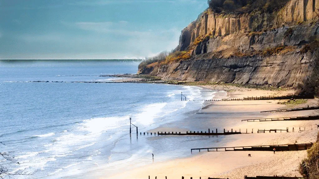 Limestone cliffs and a sandy beach on the Isle of Wight