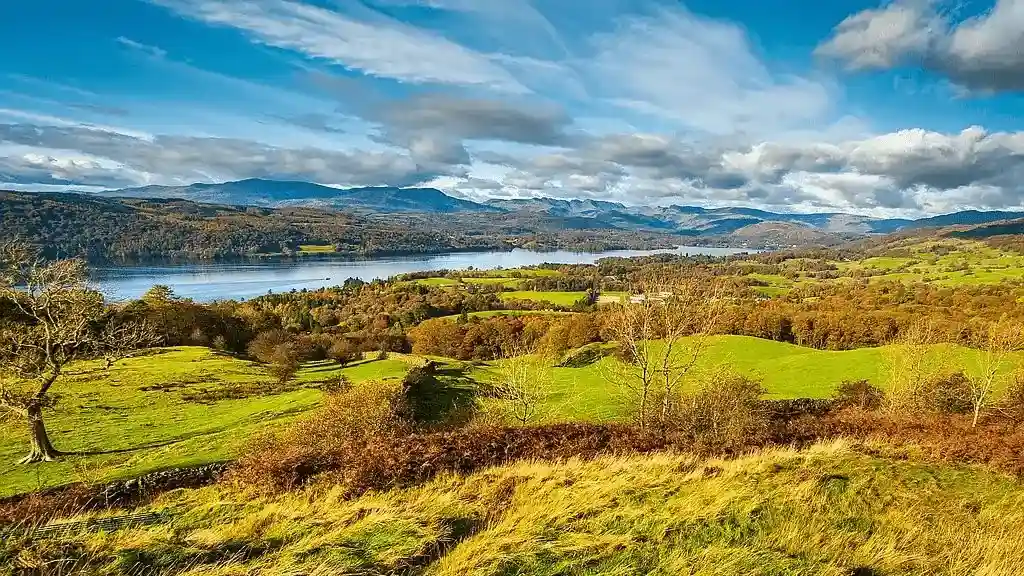 View on Windermere Lake from Orrest Head. English Lake District National Park, Cumbria, UK